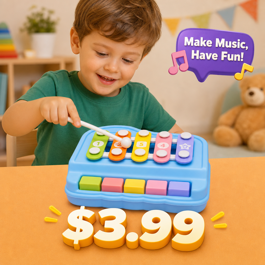 2-in-1 Mini Xylophone & Piano (10 Pack) - $3.99 Each