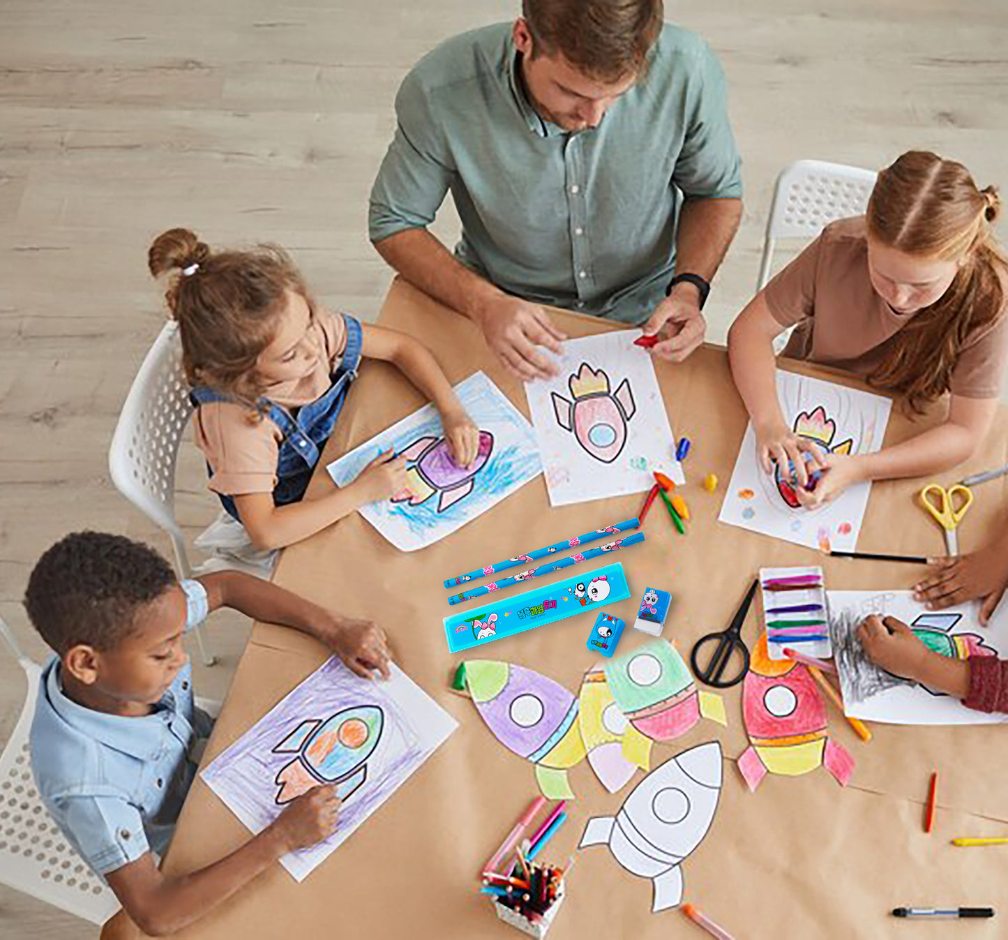 (20 pack) Kids Stationary Pack - 2 Pencils, Ruler, and Eraser Pack