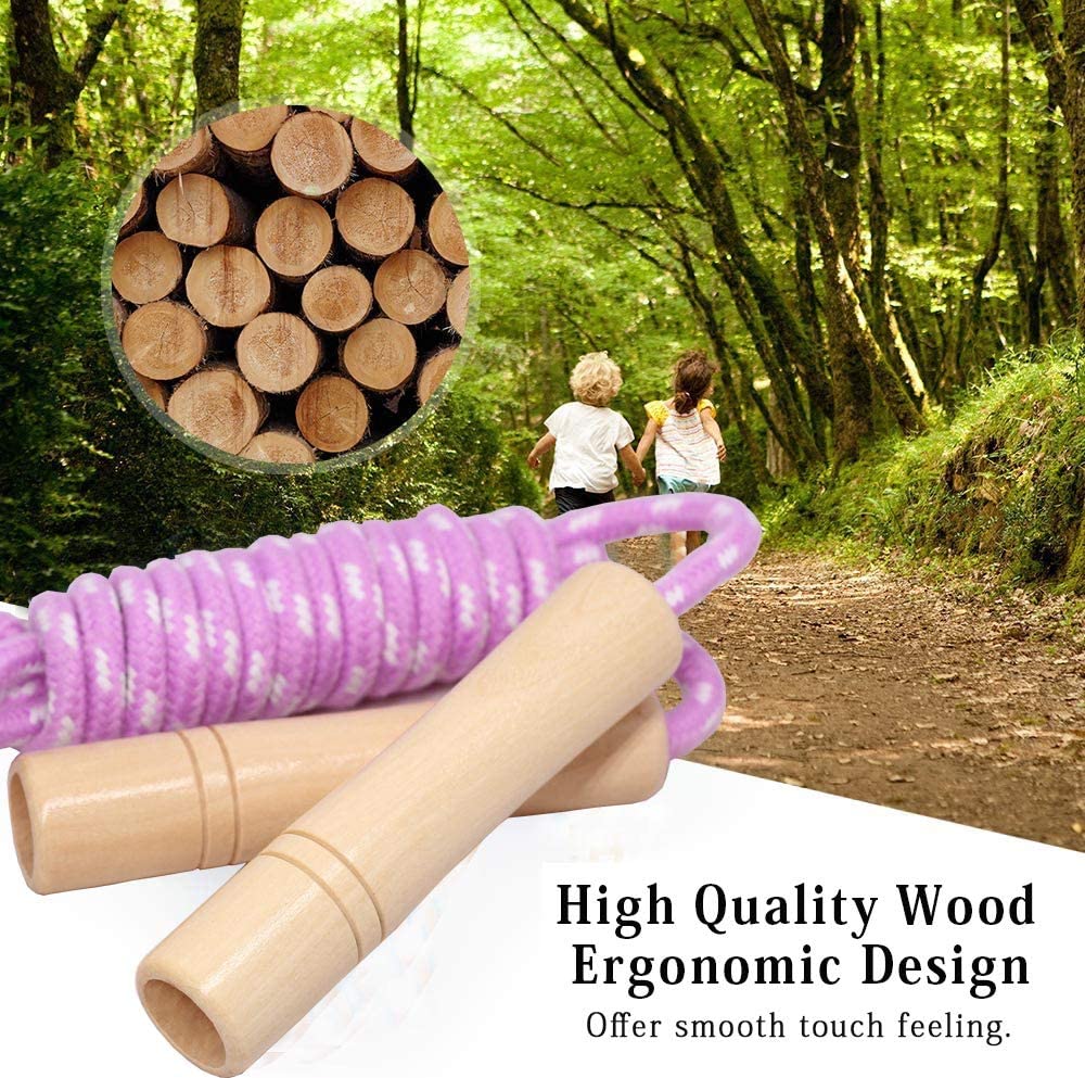 Jump Ropes Multi-Colored Roped with Wood Grips (10 Pack)