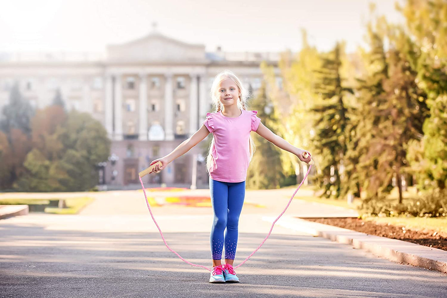 Jump Ropes Multi-Colored Roped with Wood Grips (10 Pack)