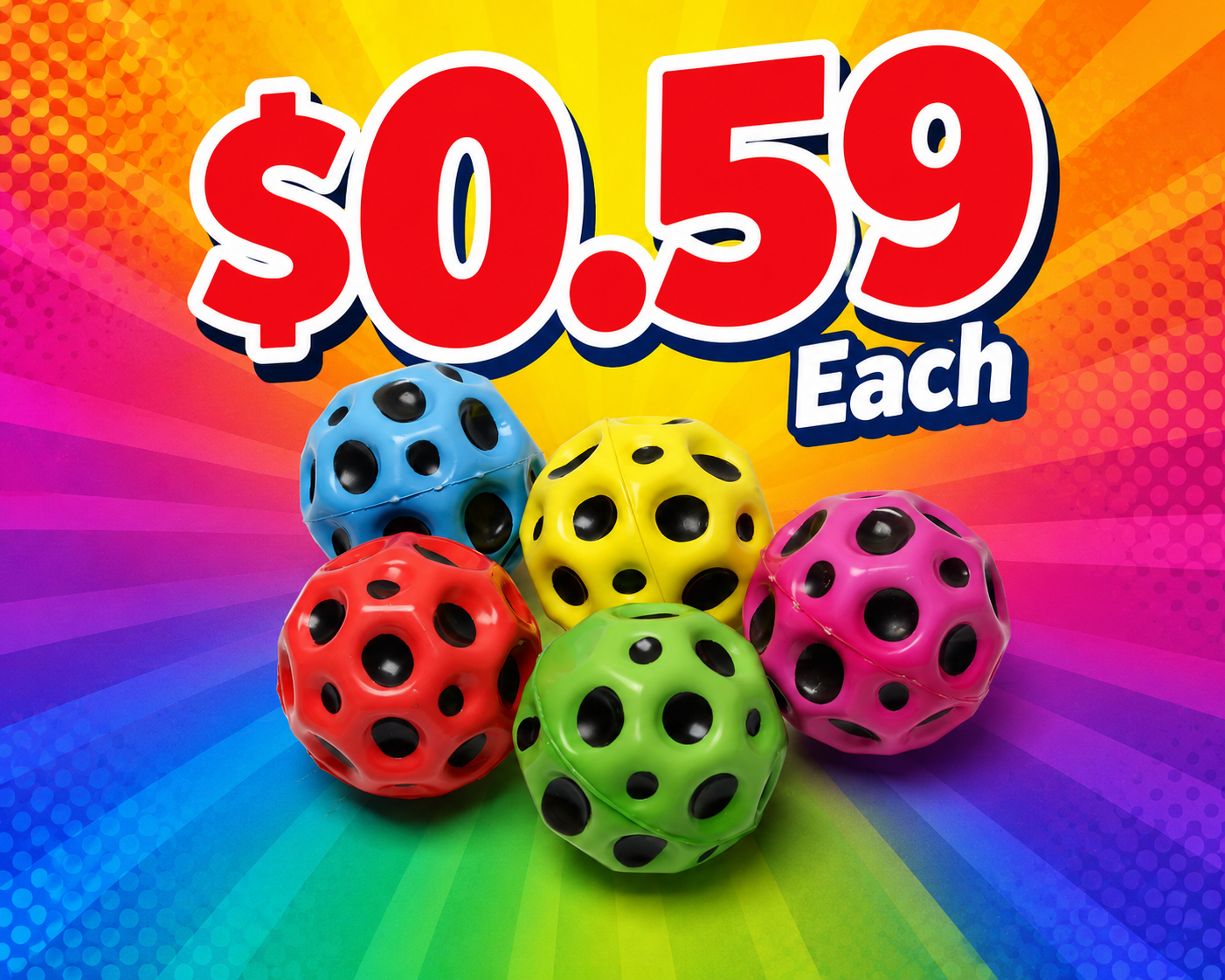 Super Bounce Asteroid Balls  – Colorful High-Bounce Balls for Kids (10 Pack) - 59¢