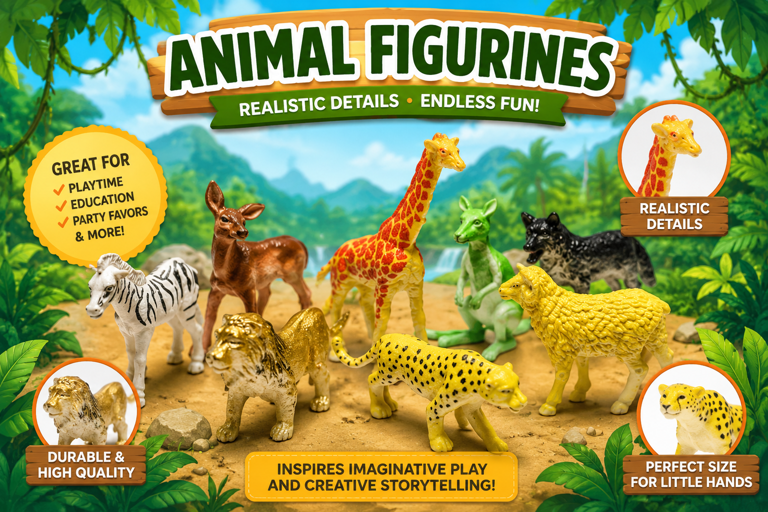 Noah's Animal Friends - Set of 12 Mixed Mini Animals (5 Sets) - $1.99 Per Set