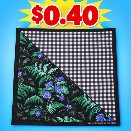 Bandana (72 Pack) Checkered, Flower Design, 100% Cotton - $0.40 Each