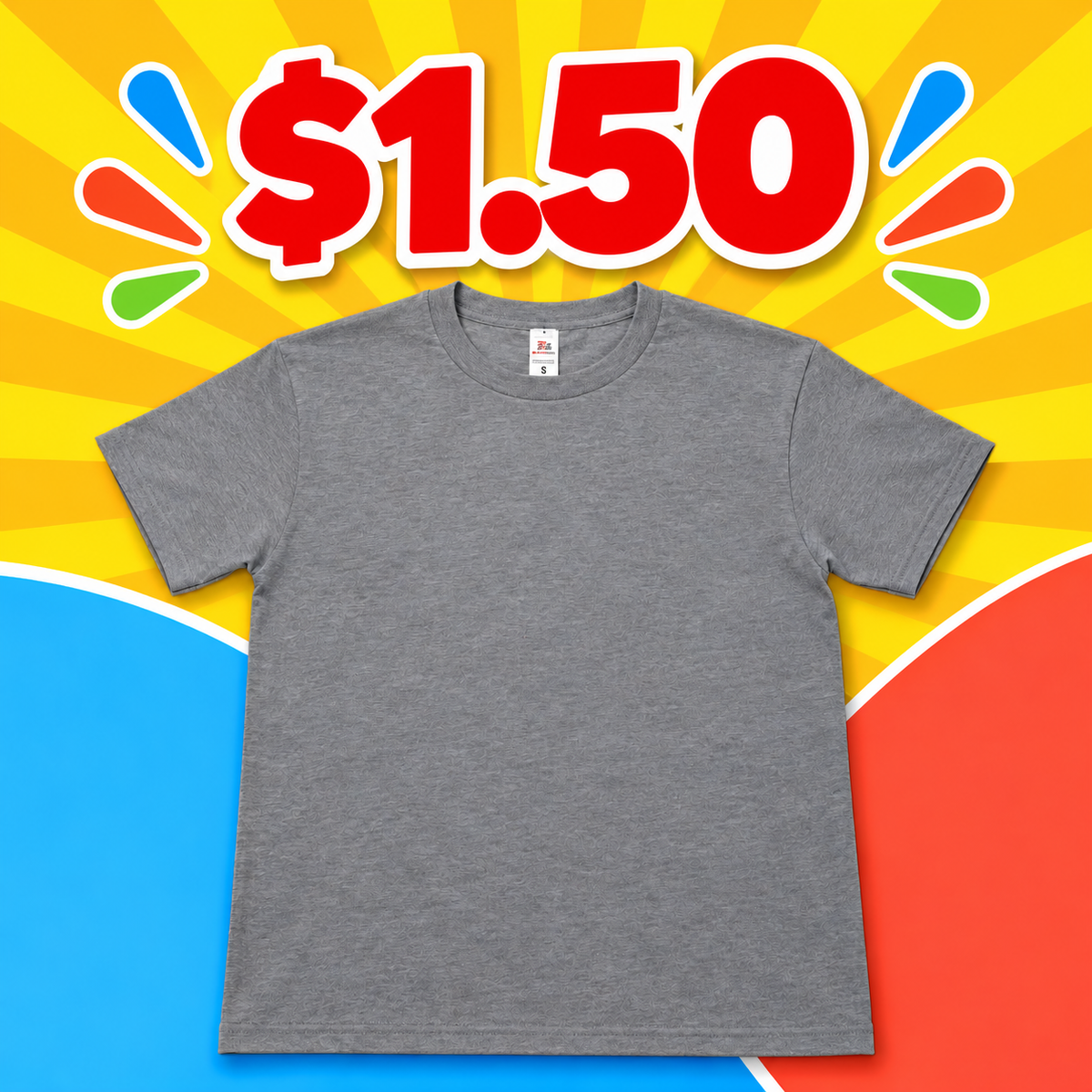 Classic T-Shirt (24 Pack) Gray, Size Small - $1.50 Each