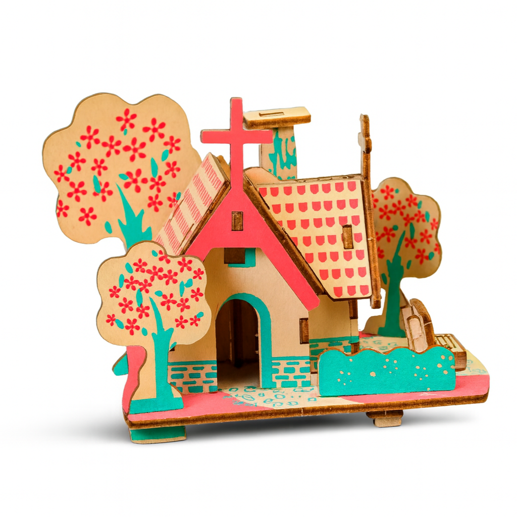 3D Wood Model Set (10 Pack) - Church and Airplane - $0.99 Each