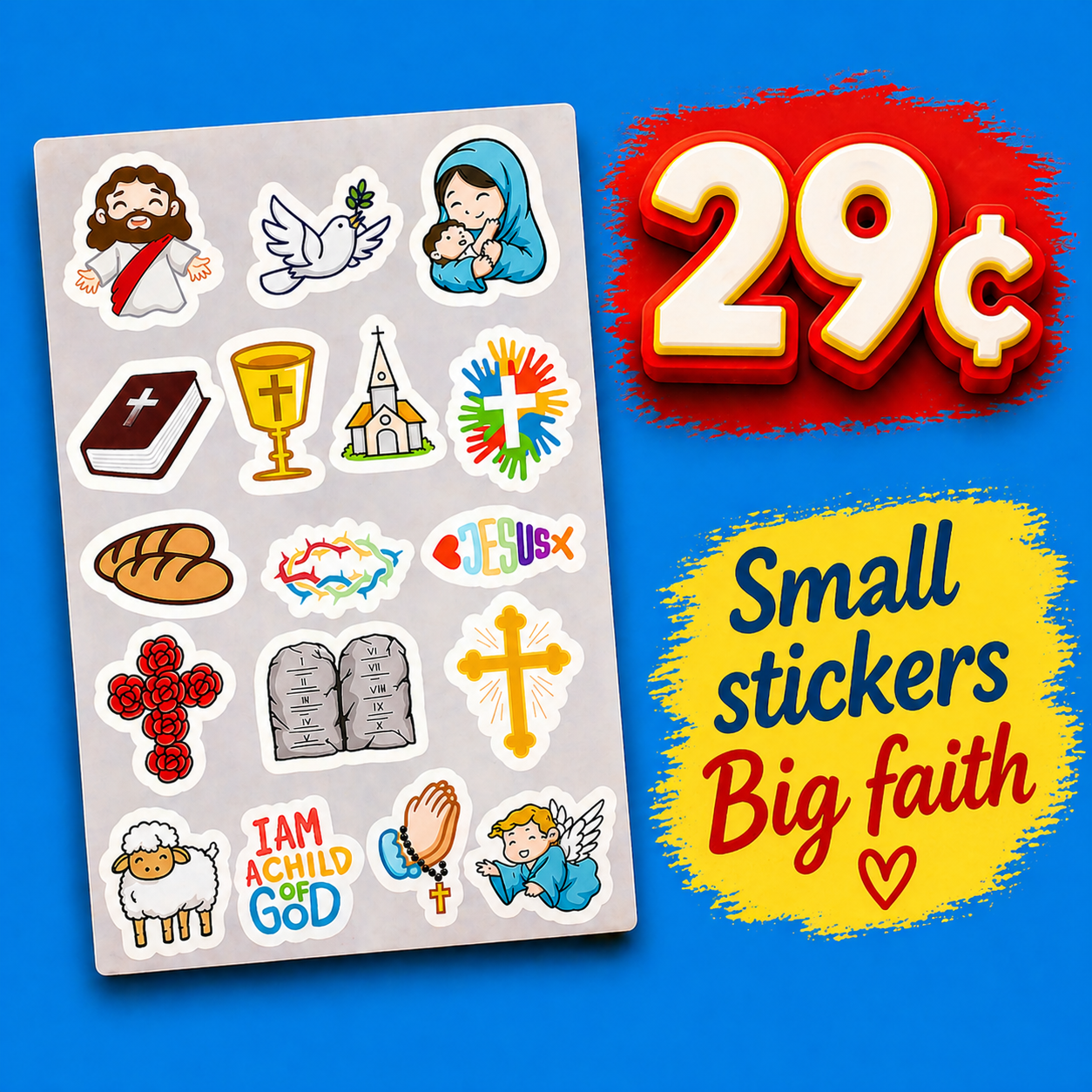 Bible Stickers (20 Pack) - High-Quality Glossy Print - $.29 Each