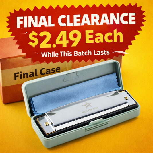 *Clearance* Musical Harmonica (10 Pack) Premium Stainless Metal w/ Case and Cleaning Cloth - $2.59 Each