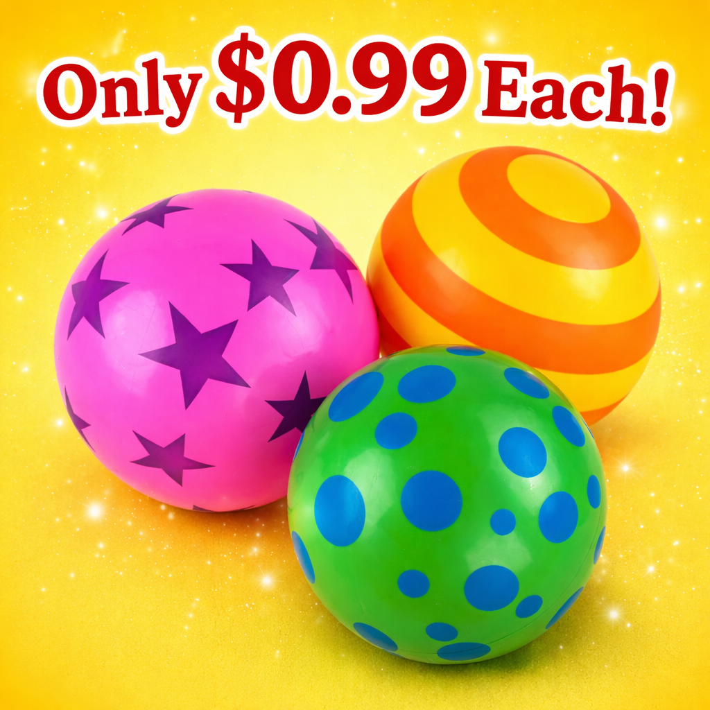 Polka Dot Play Balls 9" (10 Pack) - Bouncing Soft Balls Ages 2-6 - $0.99 Each