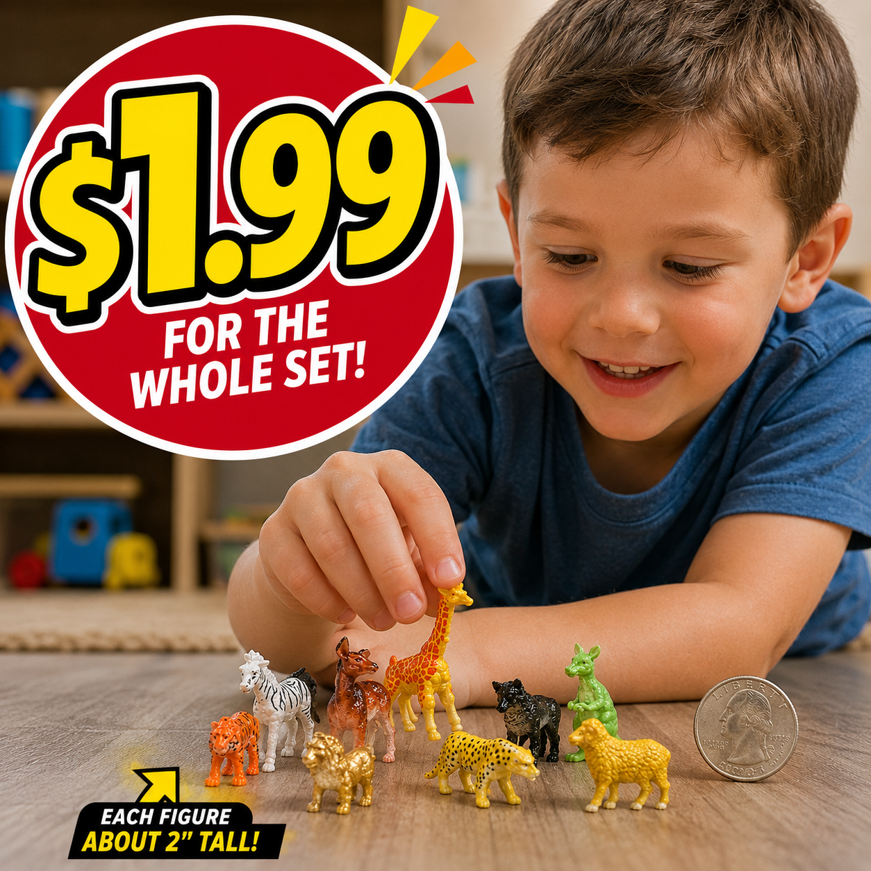 Noah's Animal Friends - Set of 12 Mixed Mini Animals (5 Sets) - $1.99 Per Set
