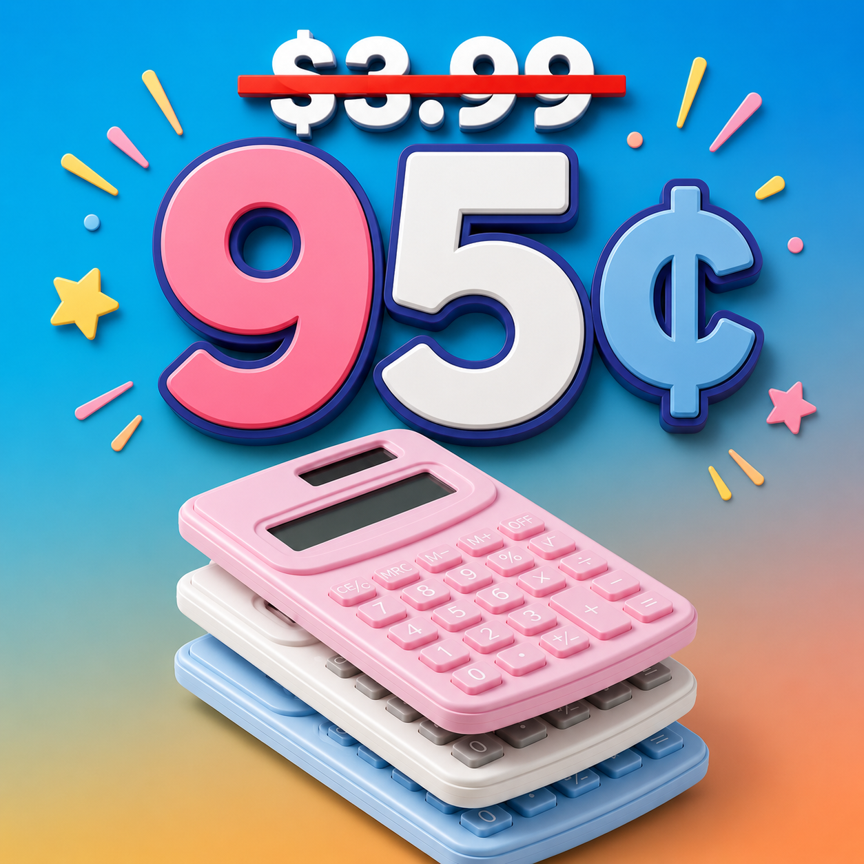 Solar Calculators (20 Pack) - Assorted Colors - $.95 Each