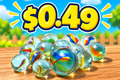 Marbles With Shooter - 15 Marbles Per Pack Large Shooter Marble in Each Pack $0.49 Each (20 Pack)