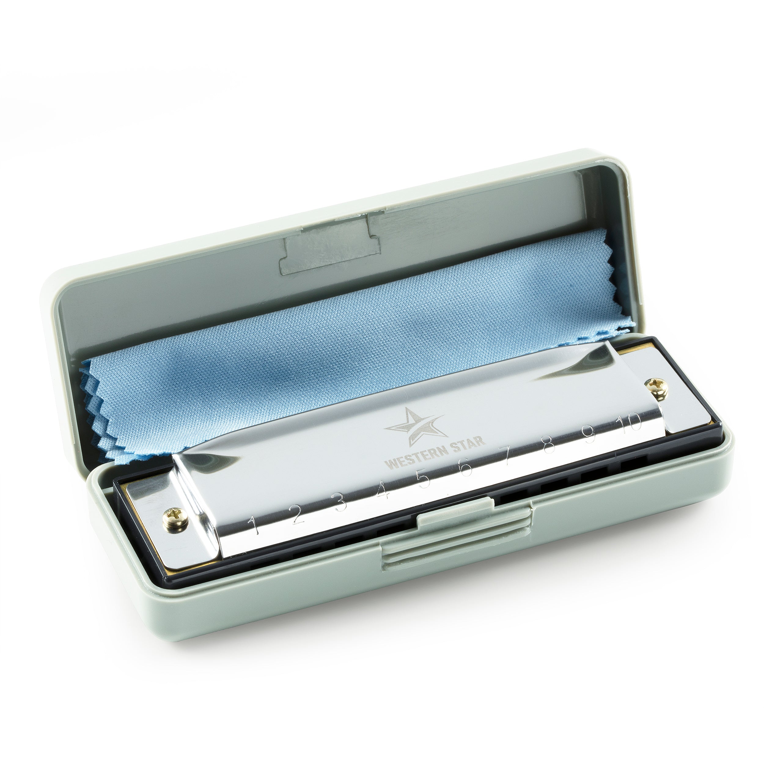 Musical Harmonica (10 Pack) Premium Stainless Metal w/ Case and Cleaning Cloth - $2.99 Each