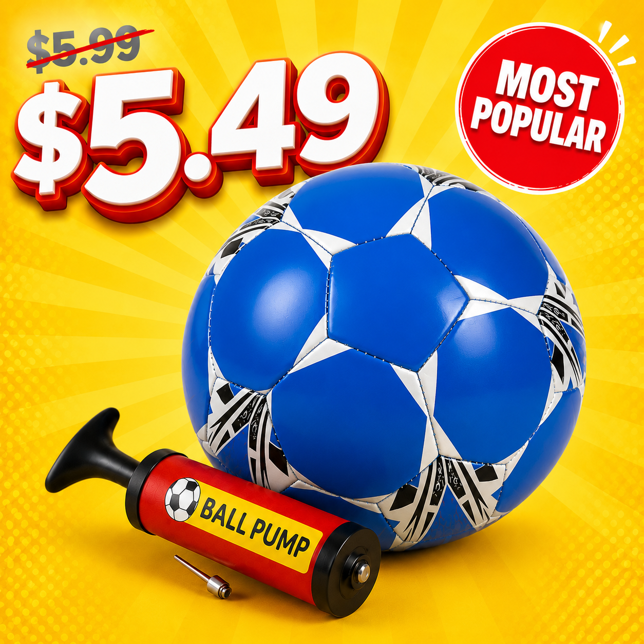 2026 New & Improved - Western Star Soccer WOW Bundle (10 Pack) - Ball, Pump & Needle - Shoebox Favorite - Size 4 & 5 - $5.49 Each