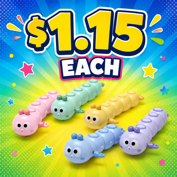 Caterpillar Wind Up Toy (20 Pack) Assorted Colors - Rolling, Wiggling Fun! $1.15 Each