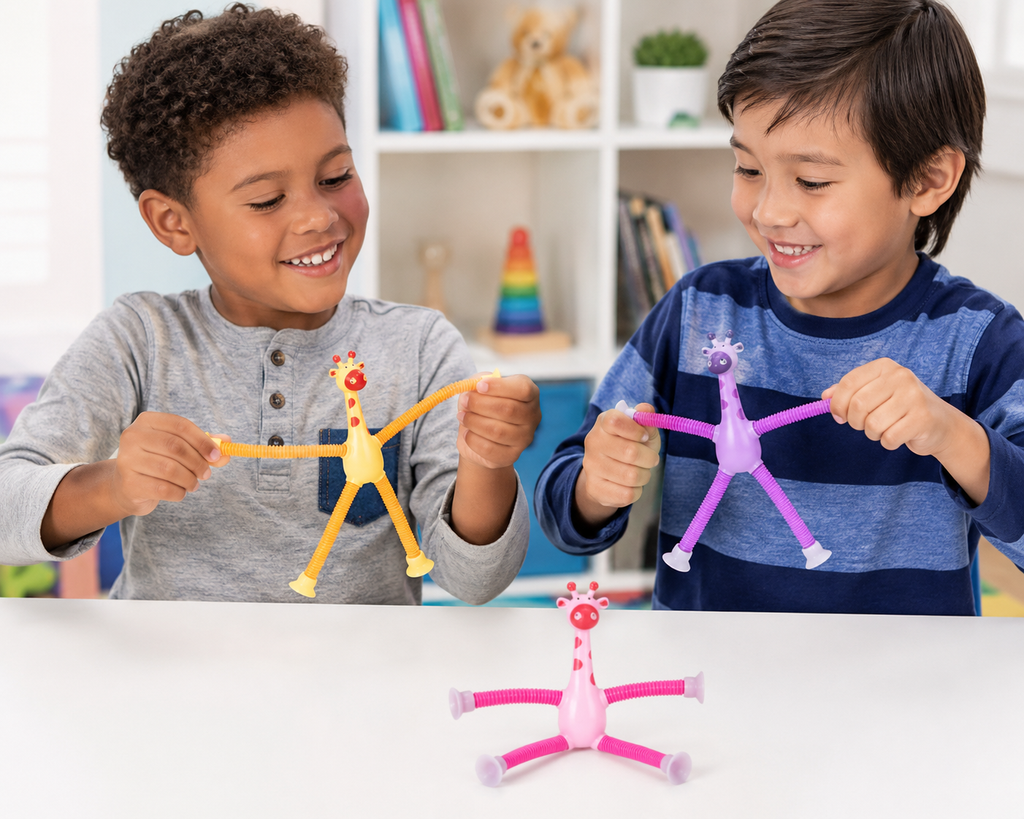 Extendable Giraffe Pop Tube Toys – Pop, Stretch & Bend Sensory Toys (20 Pack) - 75¢ Each