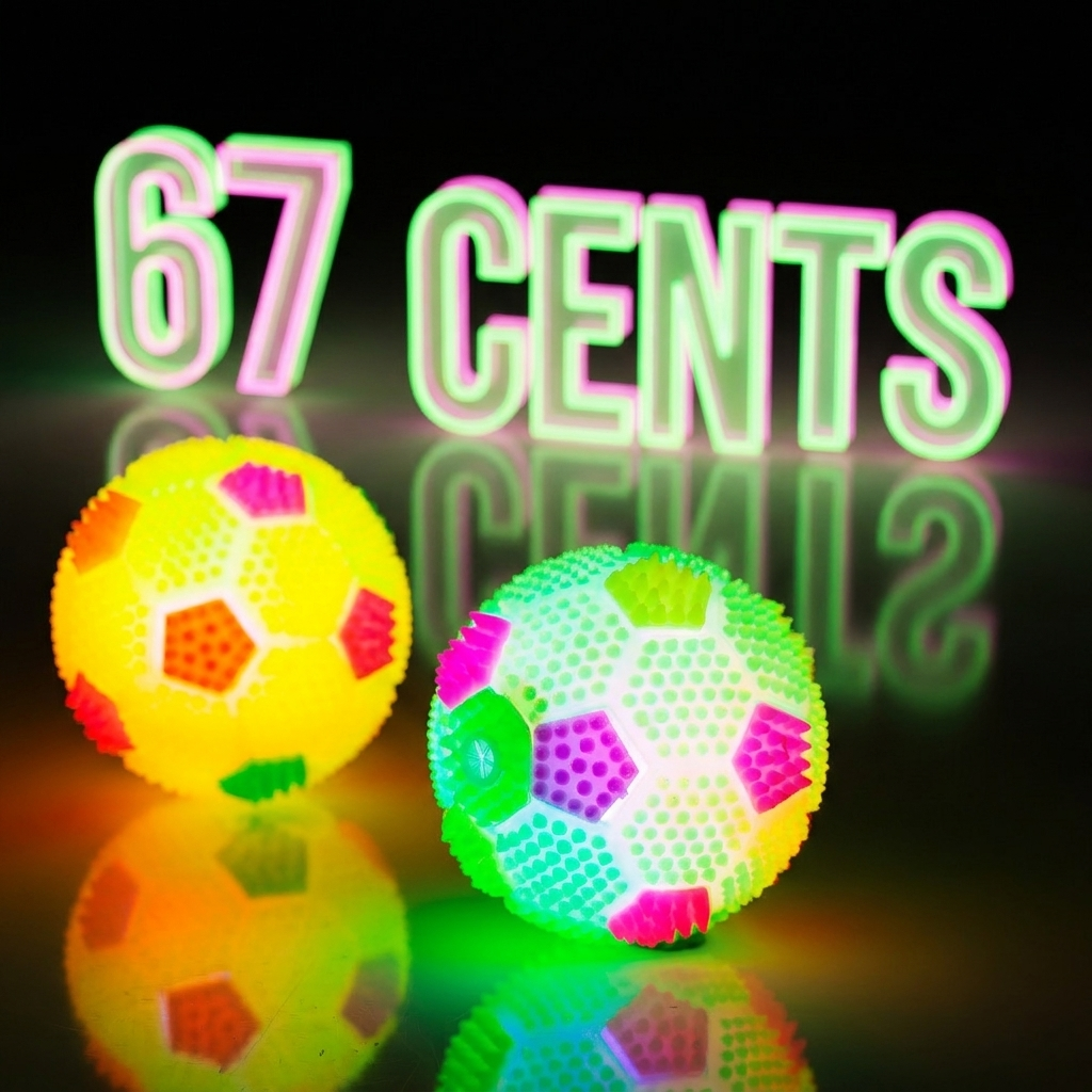 2" Light up Mini Toy Soccer Balls - No Batteries (24 Pack) - $0.67 Each