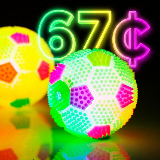 2" Light up Mini Toy Soccer Balls - No Batteries (24 Pack) - $0.67 Each
