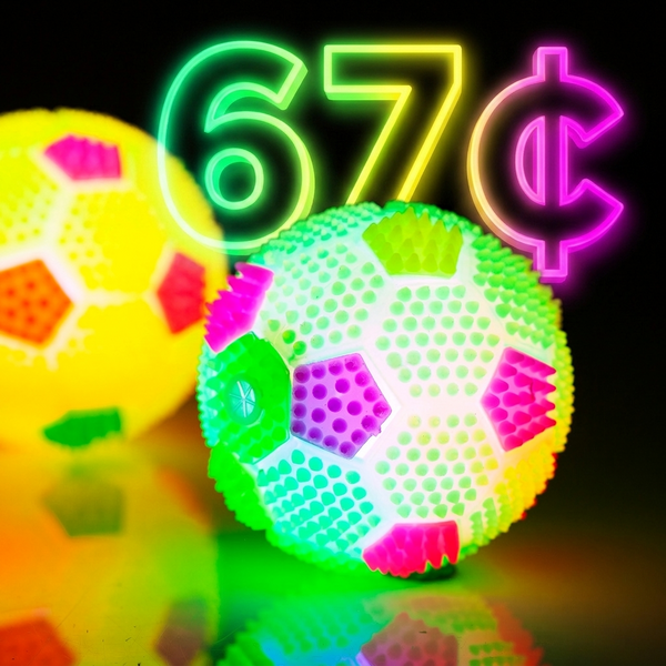 2" Light up Mini Toy Soccer Balls - No Batteries (24 Pack) - $0.67 Each