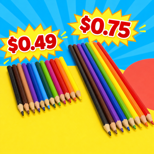 Colored Pencils - 12 Colors (48 Pack) Full and Half Size - Starting at 49¢/75¢ Per Set
