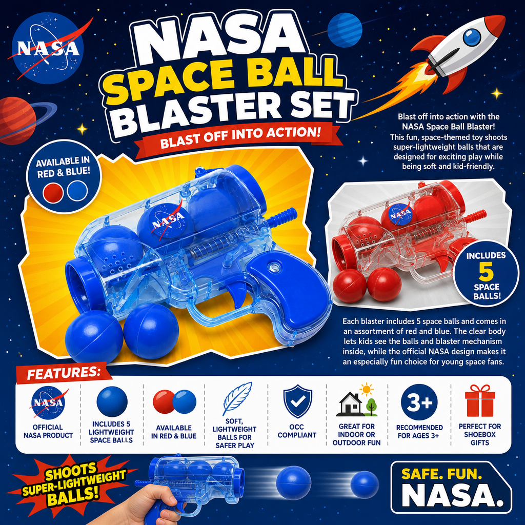NASA Space Ball Blaster (12 Pack) Red and Blue - Safe and Fun! $1.99 Each