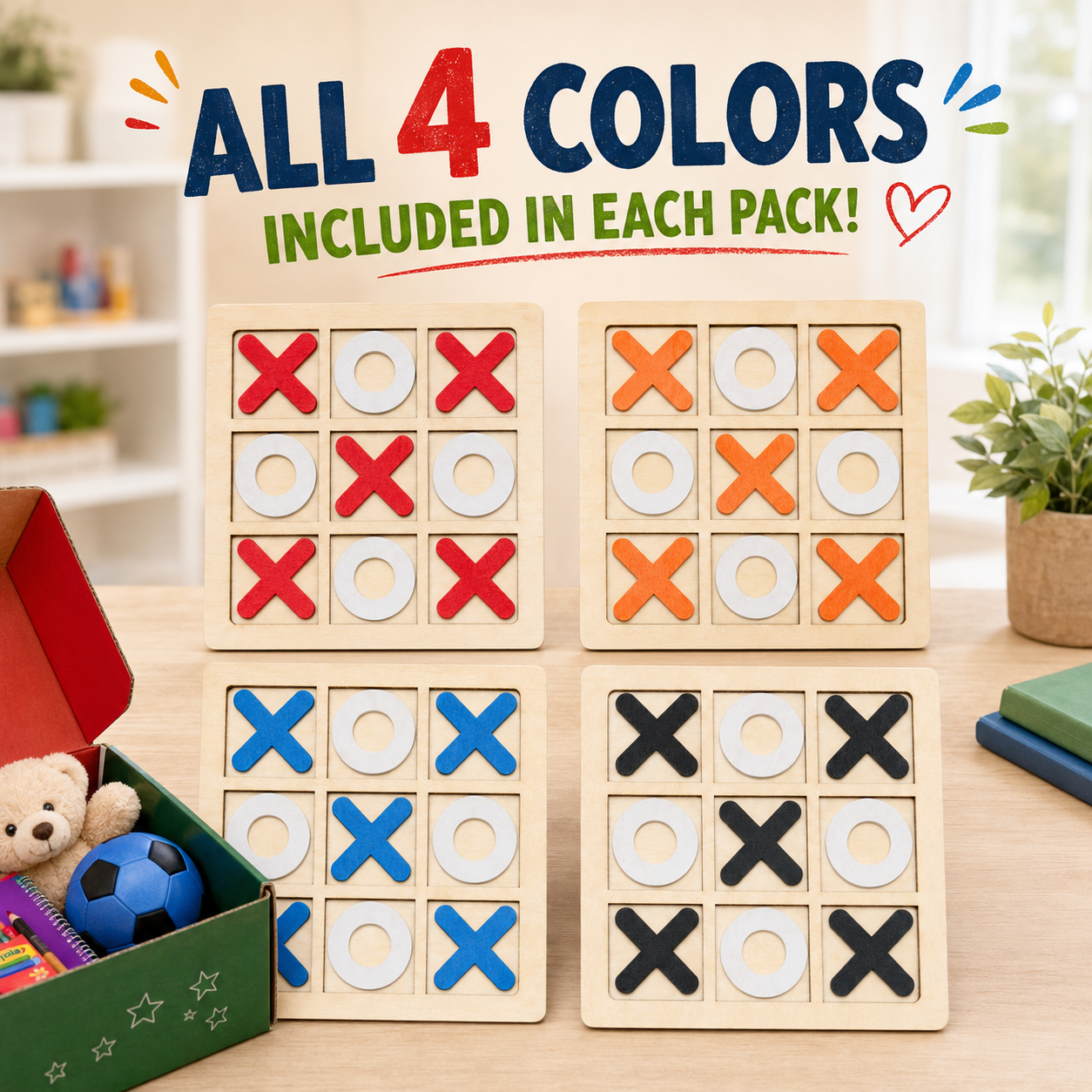 Tic Tac Toe Board (20 Pack) - Multiple Colors - Classic Wood Game - $0.50 Each (Est. In Stock 9/15)