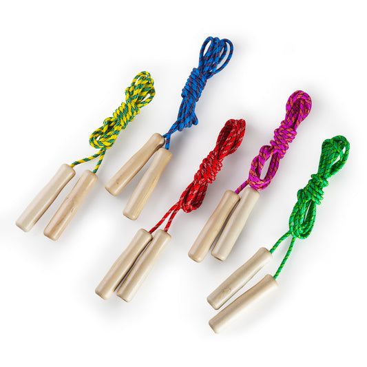 Jump Ropes Multi-Colored Roped with Wood Grips (10 Pack)
