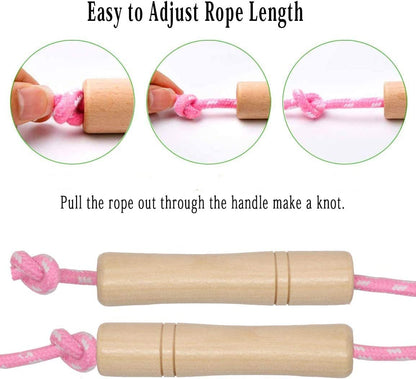 Jump Ropes Multi-Colored Roped with Wood Grips (10 Pack)