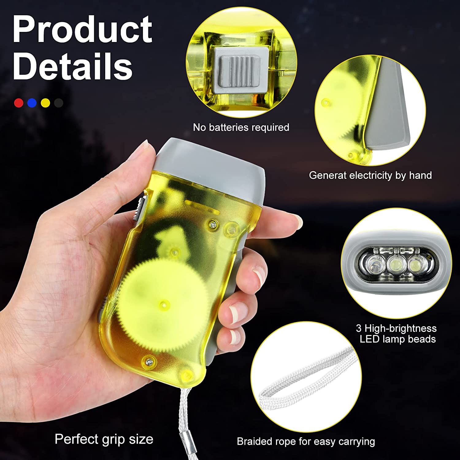 Flashlights Hand-Winding LED (10 Pack) - No Batteries Needed - $.99 Each
